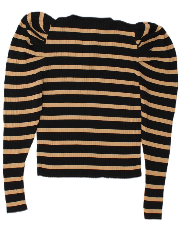 Top Zara a maniche lunghe da donna, in viscosa a righe nere UK 14