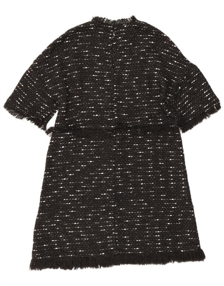 Abito a trapezio da donna Zara UK 12 Poliestere chiazzato nero medio