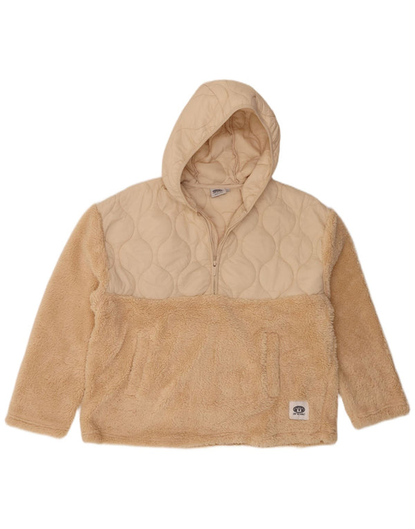 Animal Womens Hooded Oversized Fleece Jumper UK 16 Large Beige Polyester