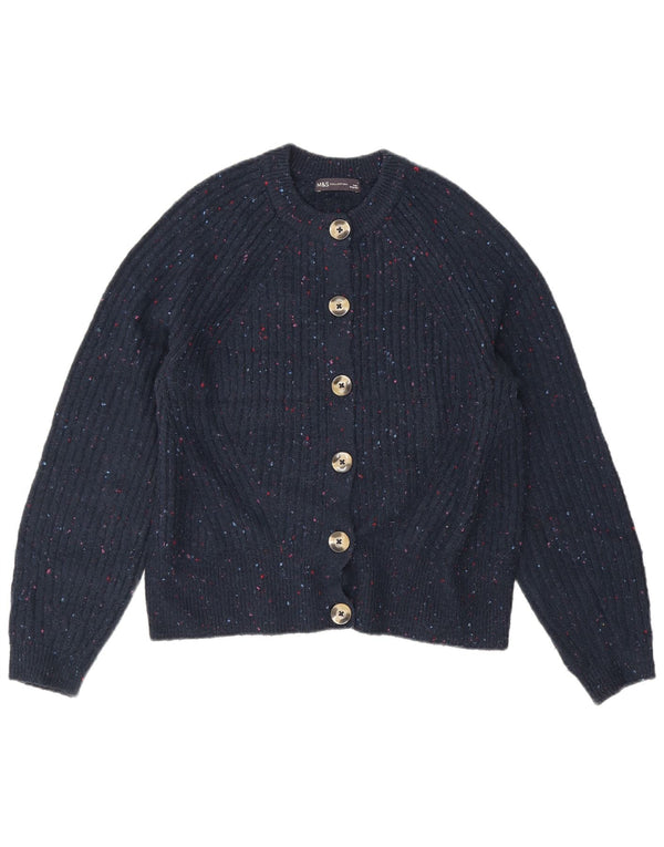 Maglione cardigan da donna Marks & Spencer UK 14 medio blu navy screziato