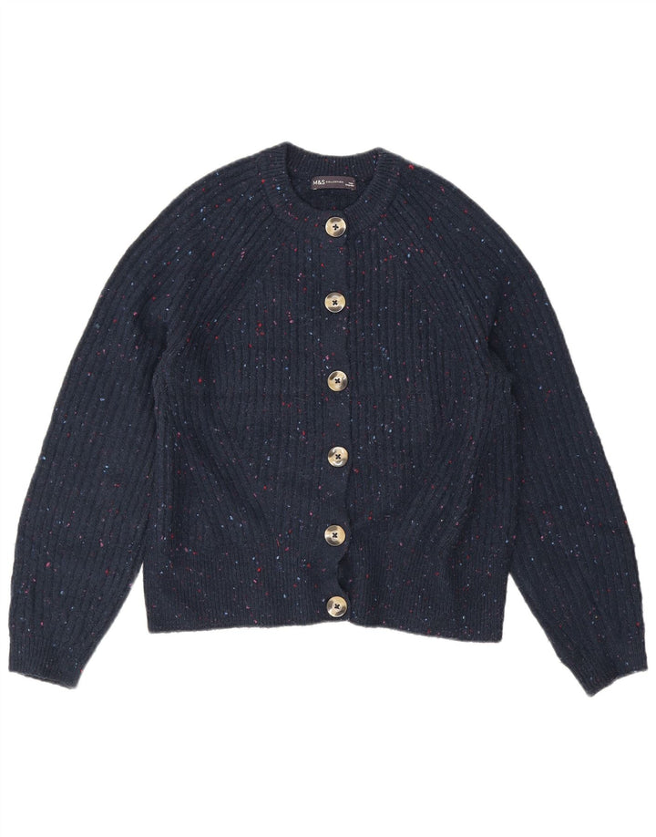 Maglione cardigan da donna Marks & Spencer UK 14 medio blu navy screziato
