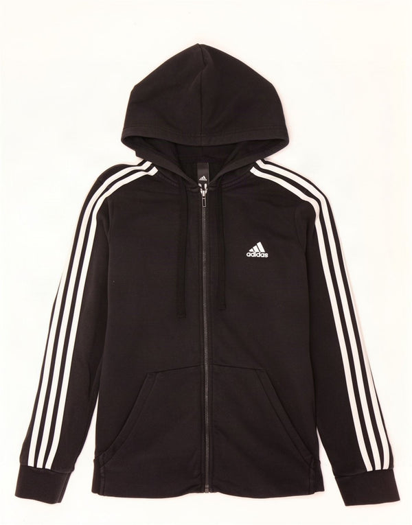 Maglione con cappuccio e zip da donna Adidas UK 12/14 Cotone nero medio