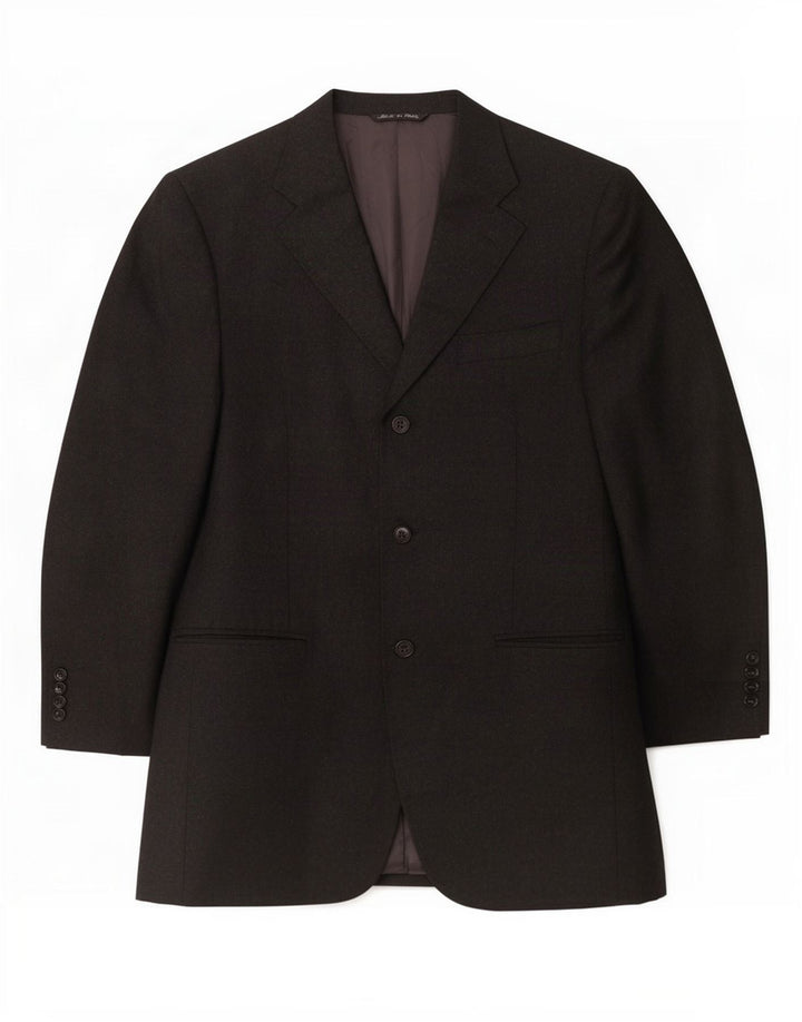 Giacca Blazer 3 Bottoni Canali Uomo IT 48 Media Nera Lana Vergine