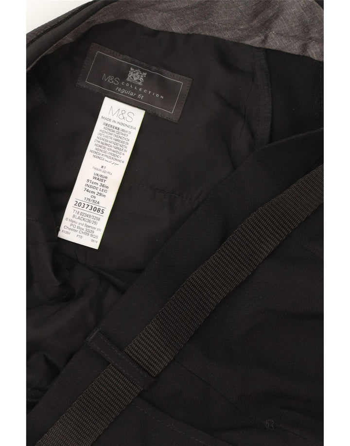 MARKS & SPENCER Pantaloni chino vestibilità regolare da uomo W36 L29 poliestere nero