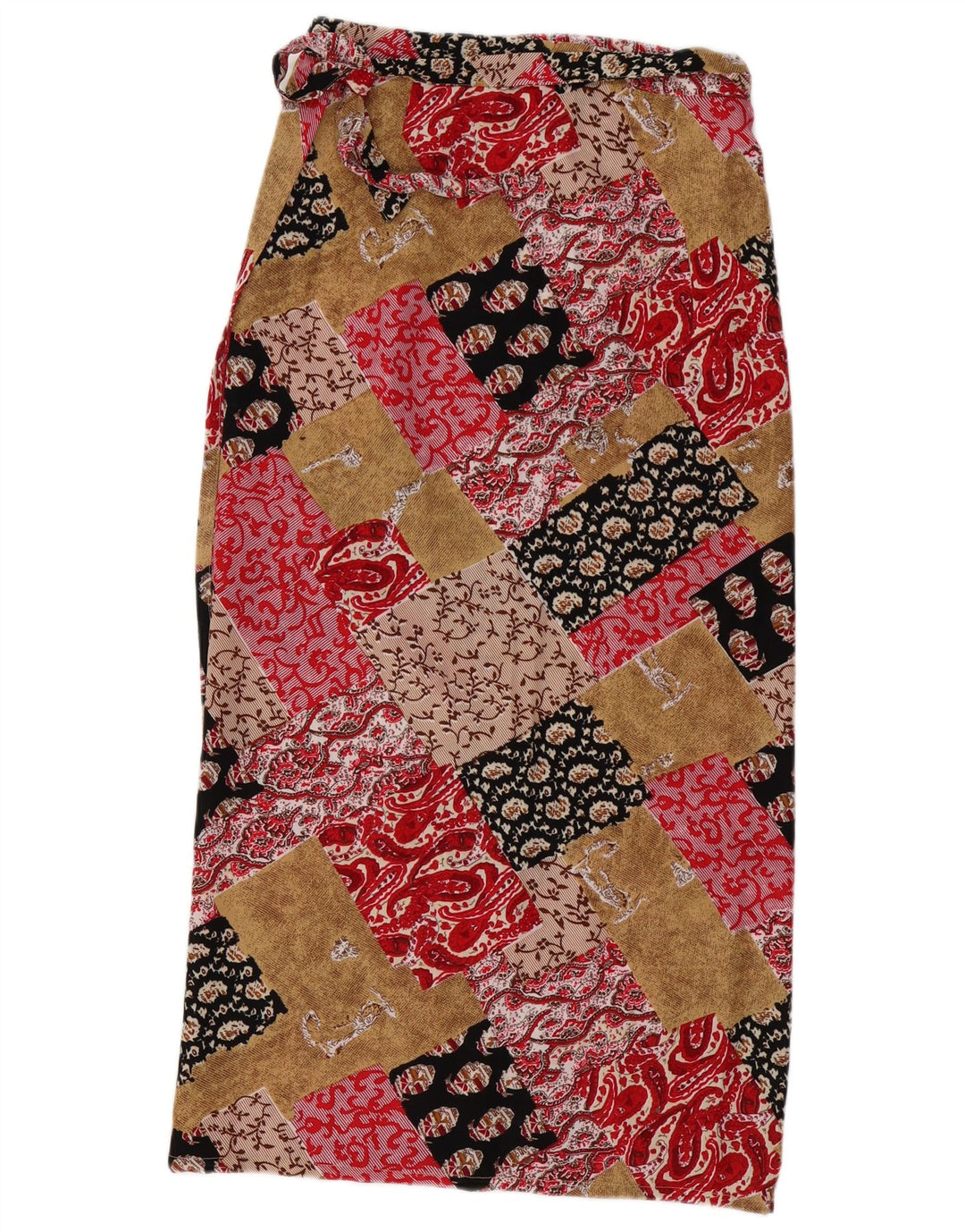 Gonna maxi avvolgente da donna VINTAGE W30 viscosa patchwork multicolore media