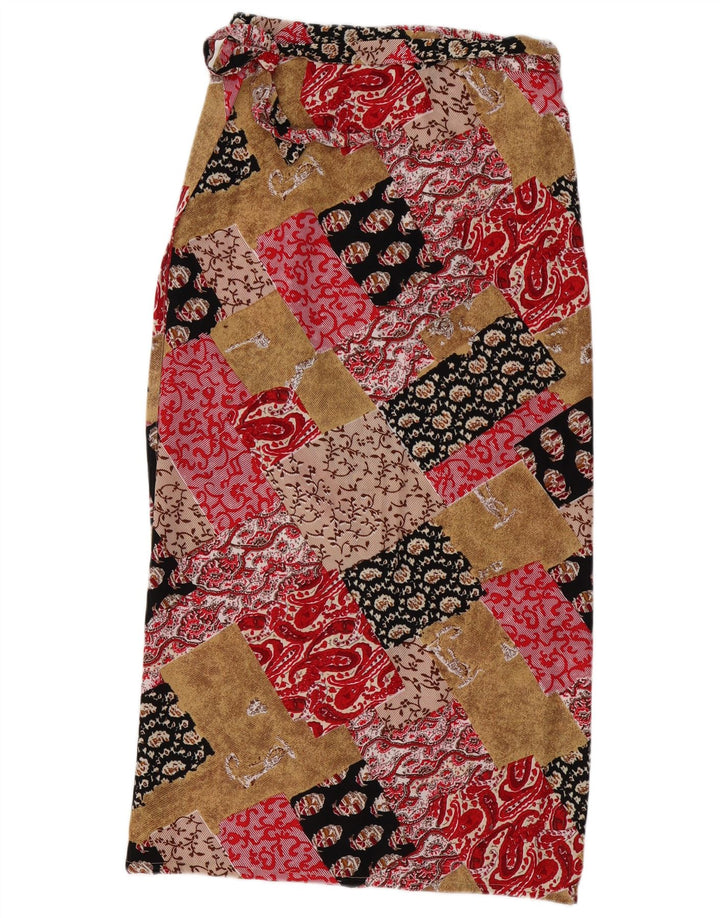 Gonna maxi avvolgente da donna VINTAGE W30 viscosa patchwork multicolore media