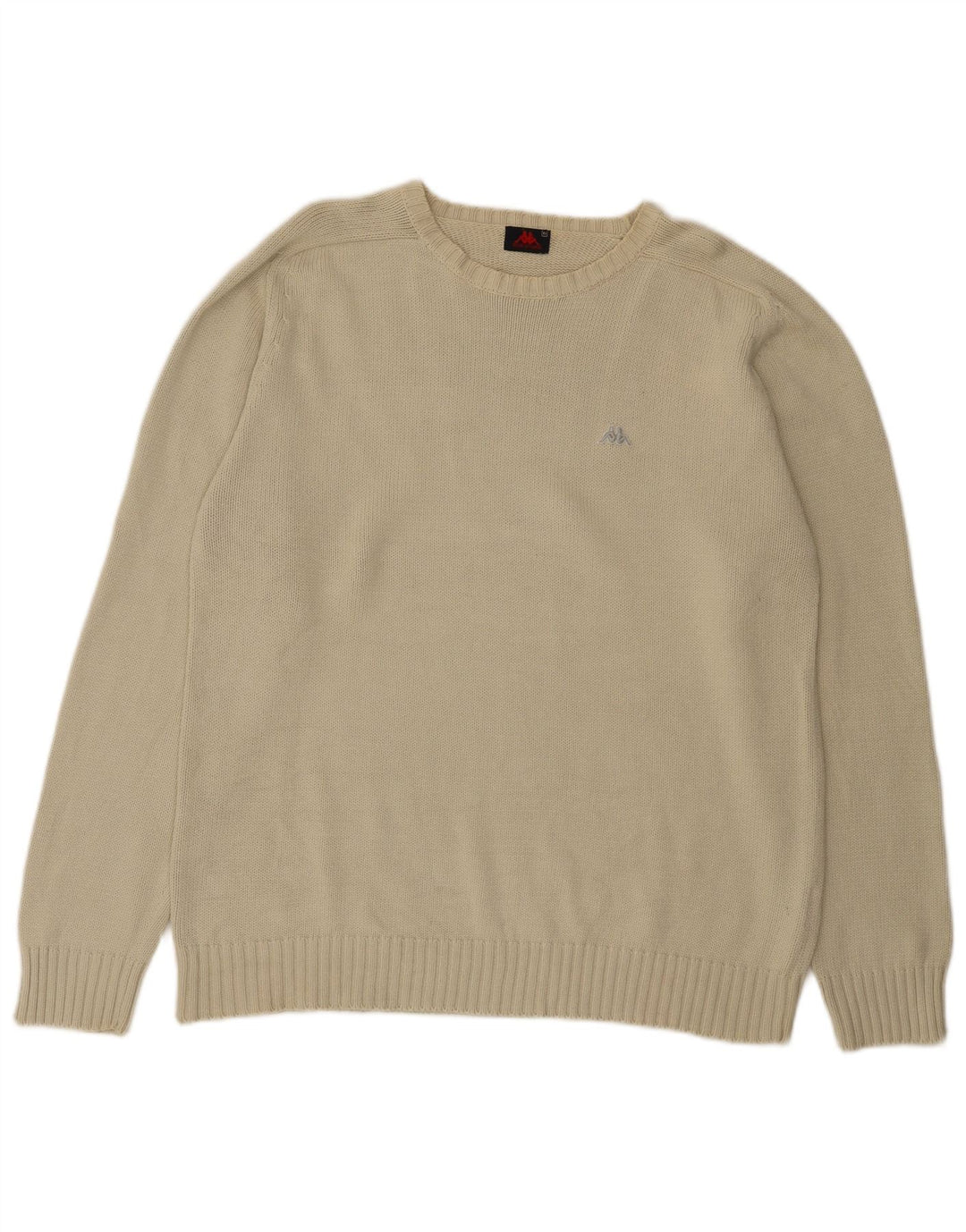 KAPPA Mens Crew Neck Jumper Sweater XL Off White Cotton