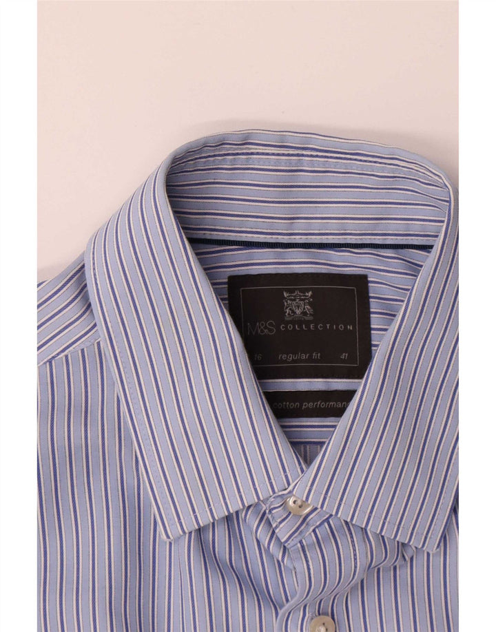 Camicia a maniche corte da uomo Marks & Spencer taglia 16 41 grande gessato blu
