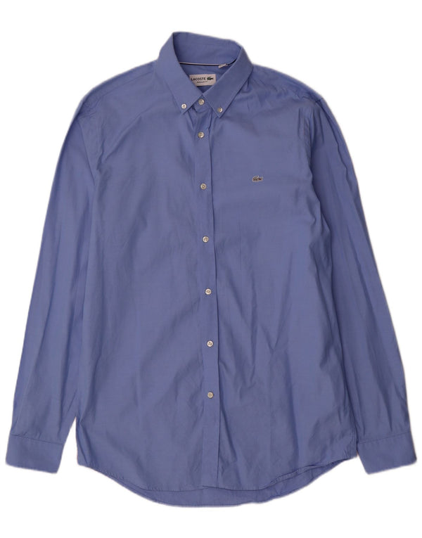 Camicia Lacoste da uomo vestibilità regolare taglia 40 15 1/2 cotone blu medio