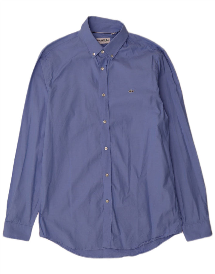 Camicia Lacoste da uomo vestibilità regolare taglia 40 15 1/2 cotone blu medio