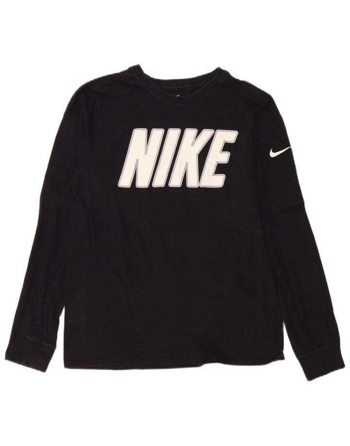 Top Nike da uomo con taglio atletico grafico, manica lunga, colore nero medio