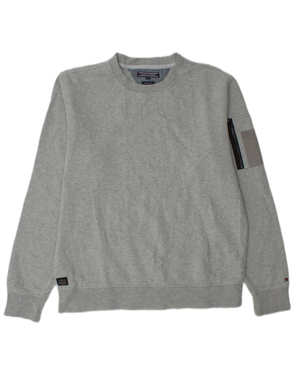 TOMMY HILFIGER Felpa da uomo vintage fit maglione XL cotone grigio