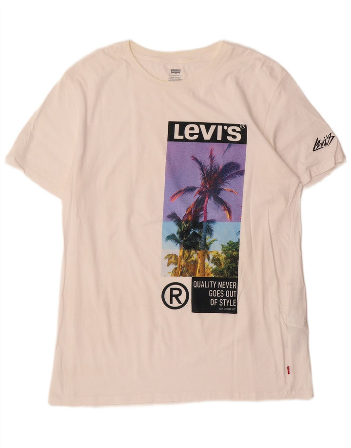 T-shirt grafica da uomo Levi's Top grande in cotone bianco sporco