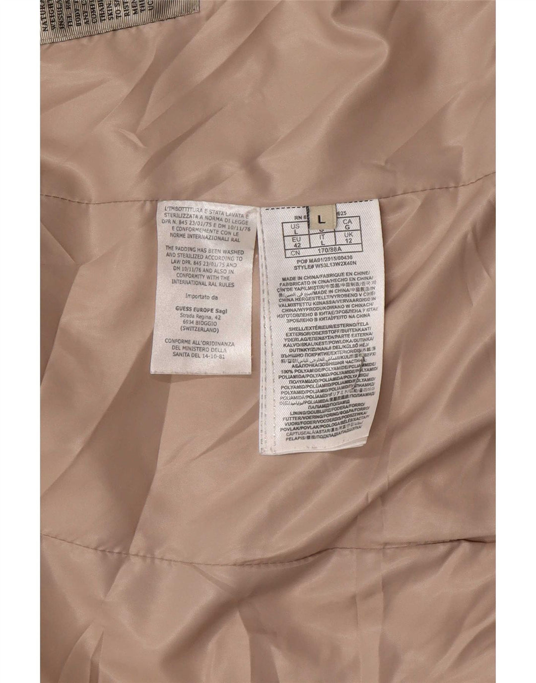 Giacca imbottita da donna Guess UK 12 Beige medio in poliammide