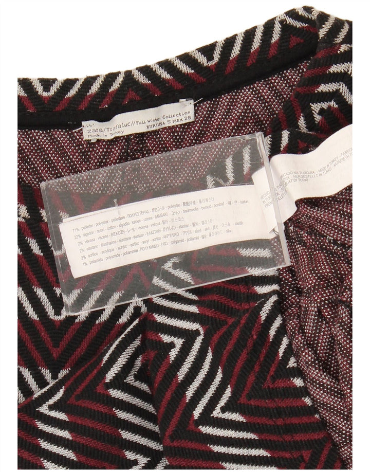 Abito Zara Trafaluc Basic da donna UK 8 Piccolo poliestere Chevron bordeaux