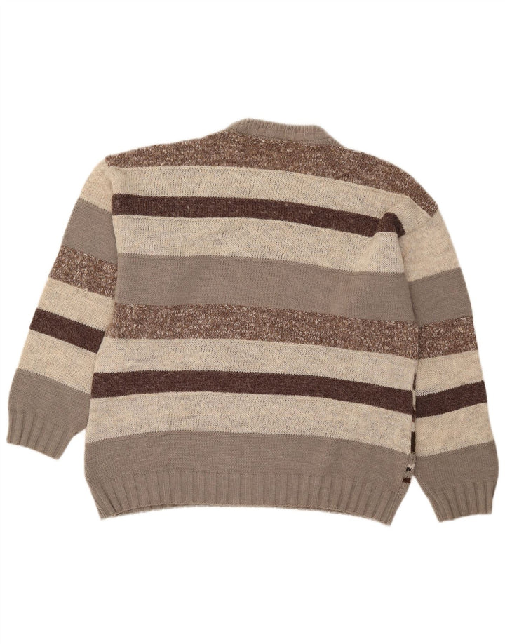 Maglione vintage da uomo girocollo IT 50 marrone medio geometrico