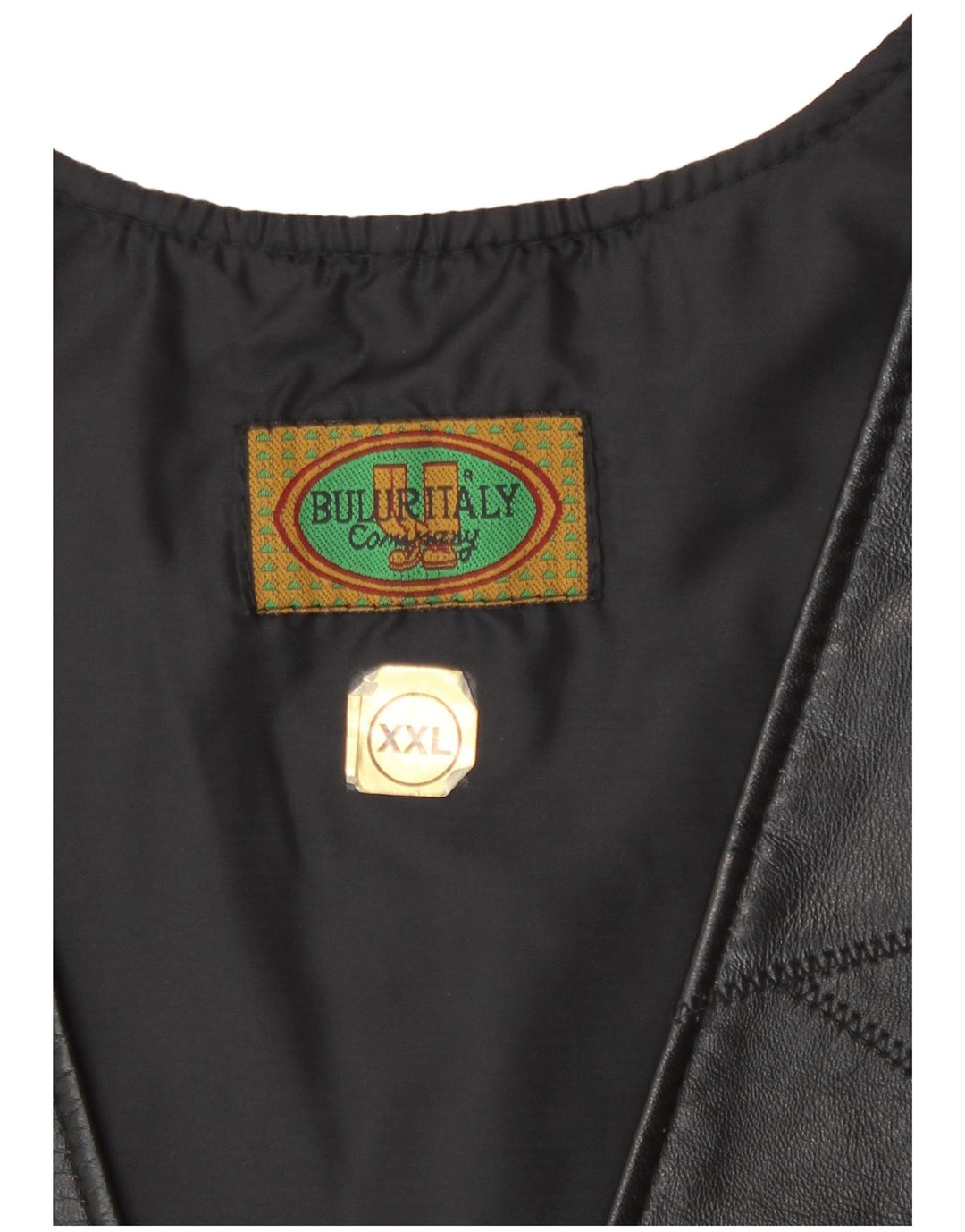 Gilet in pelle da donna vintage 2XL Biker patchwork nero