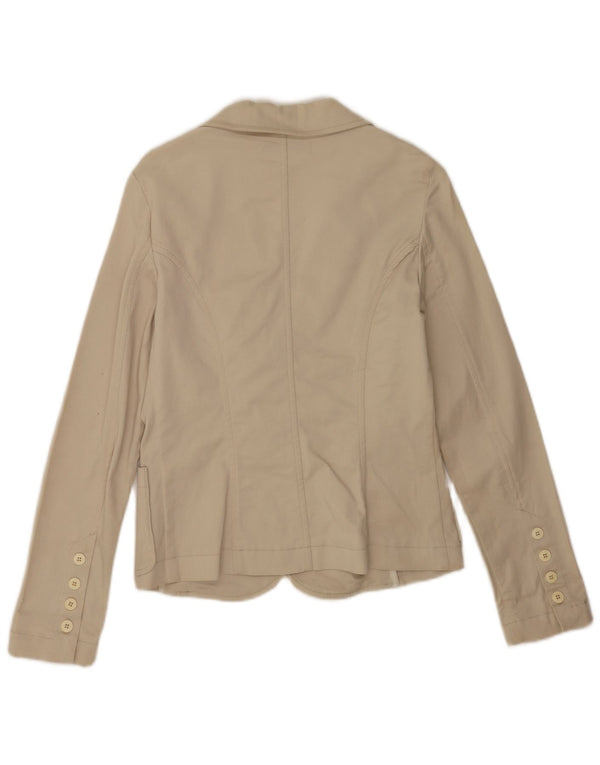 Giacca blazer a 2 bottoni da donna Zara UK 14 grande cotone beige