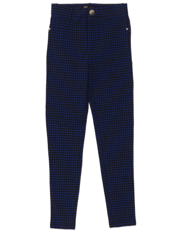 Pantaloni casual skinny da donna Zara piccoli W26 L28 a quadretti blu