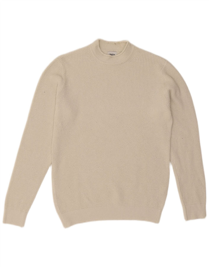 Maglione Zara da uomo con collo alto in cotone bianco medio