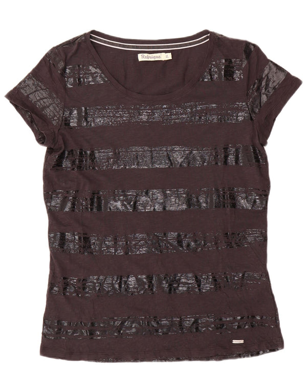 T-shirt da donna REFRIGUE Top UK 18 XL cotone a righe nere