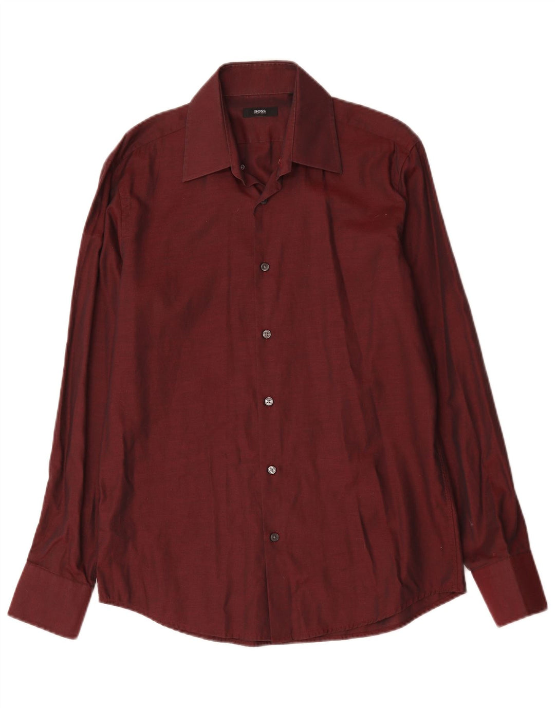 Camicia da uomo Hugo Boss taglia 39 15 1/2 cotone bordeaux medio