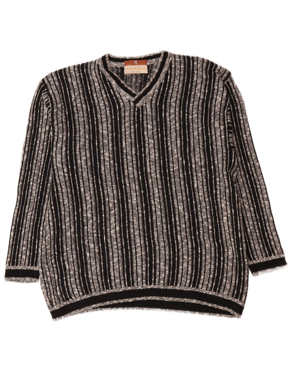 Maglione da uomo con scollo a V Vincent Kelly IT 52 Cotone a righe grandi nere