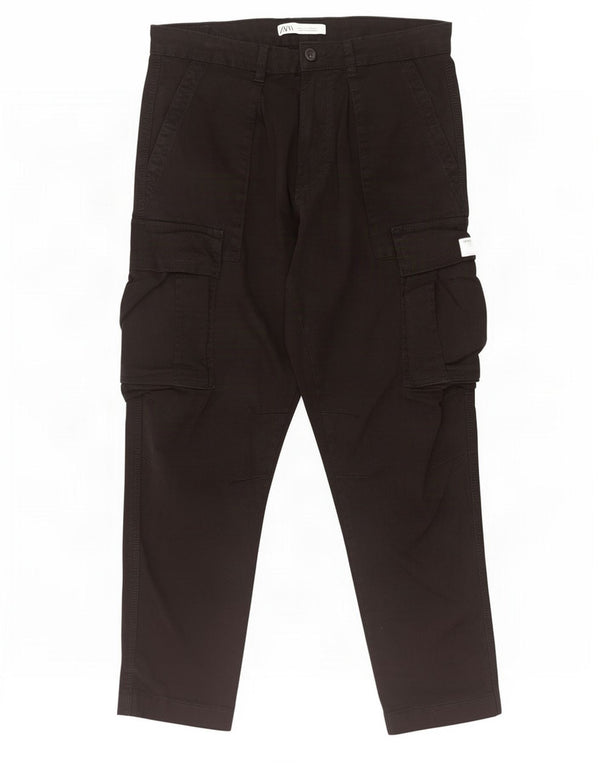 Pantaloni cargo slim da uomo Zara EU 42 Large W32 L29 cotone nero