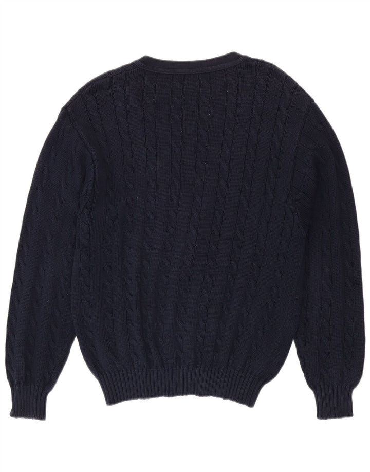 Maglione cardigan da uomo BENETTON grande in cotone blu navy