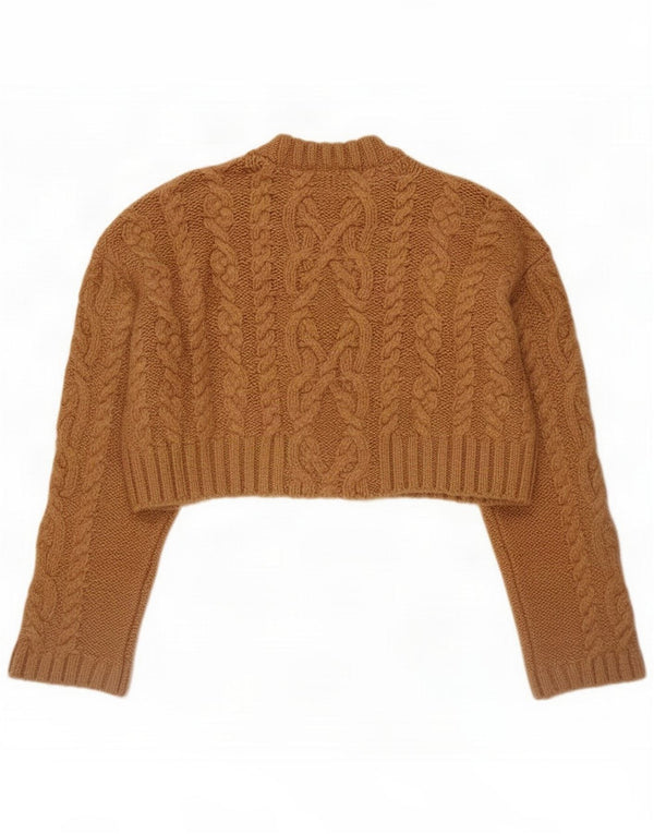Zara Maglione corto da donna oversize con scollo a barchetta UK 14 Marrone medio