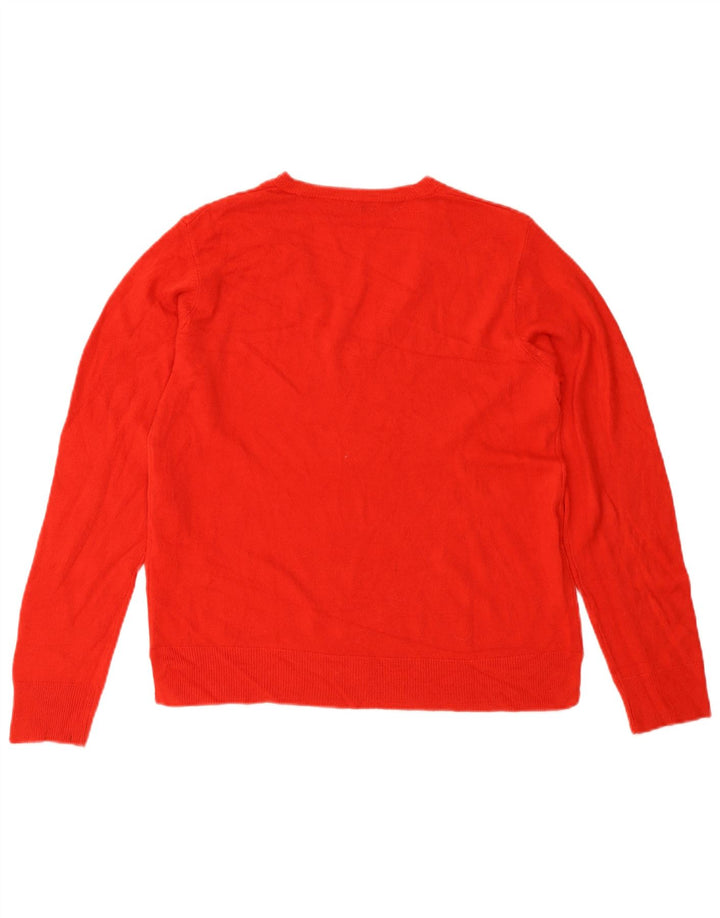 MARKS & SPENCER maglione da donna con scollo a V UK 14 grande acrilico rosso