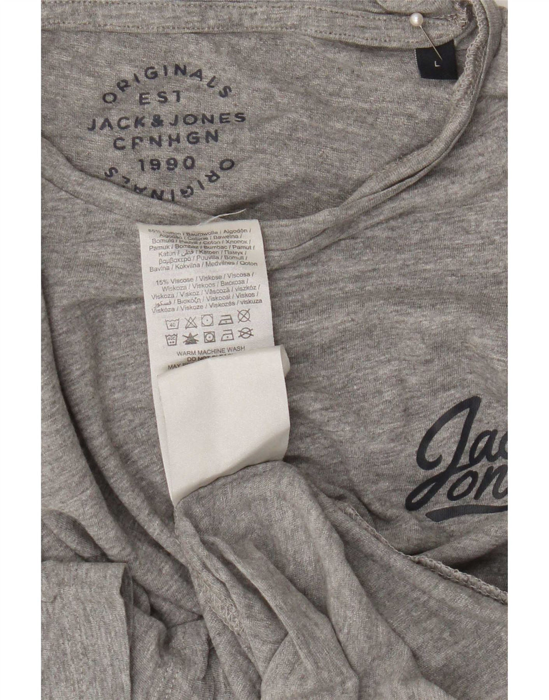 Jack & Jones T-shirt grafica da uomo grande in cotone grigio