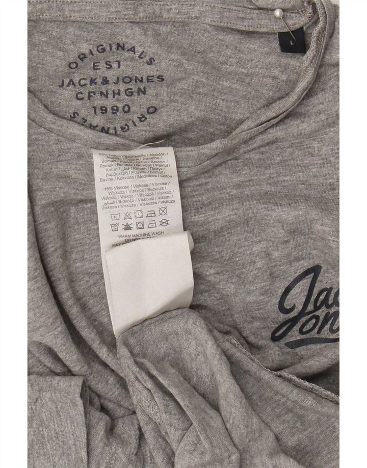 Jack & Jones T-shirt grafica da uomo grande in cotone grigio