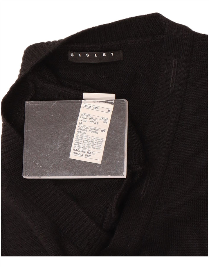Maglione da donna con scollo a V SISLEY UK 14 Lana nera media