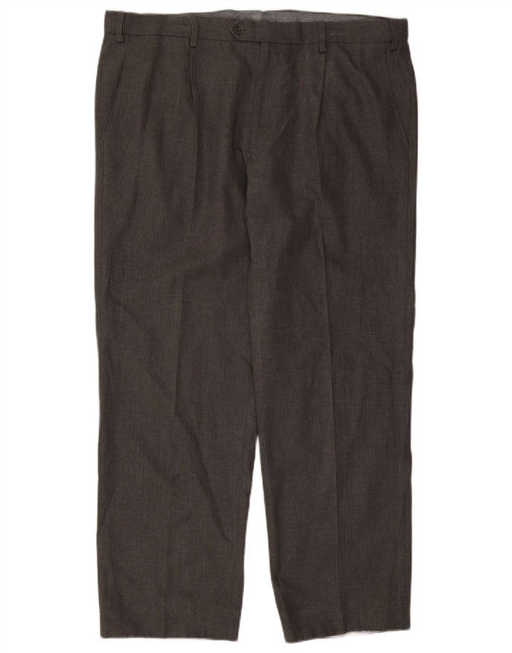 Pantaloni da abito regolari da uomo Marks & Spencer W38 L29 poliestere grigio