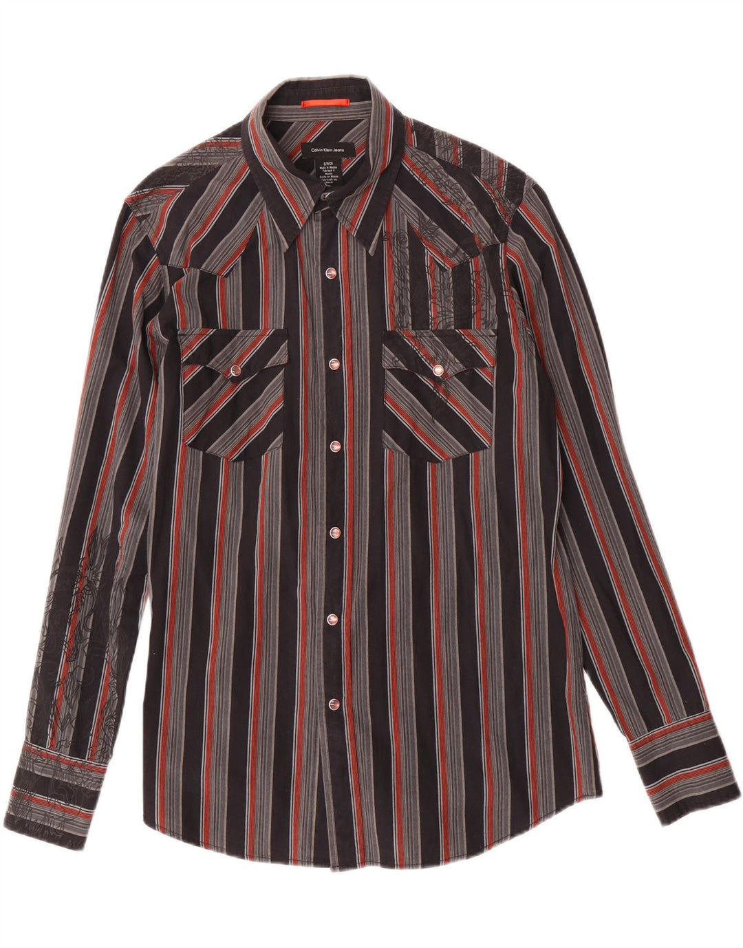 CALVIN KLEIN JEANS Camicia grafica da uomo piccola in cotone a righe nere