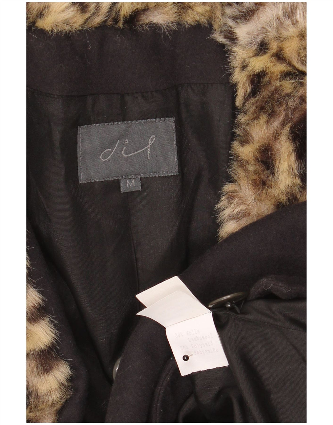 Giacca blazer corta da donna vintage UK 14 stampa animalier nera media