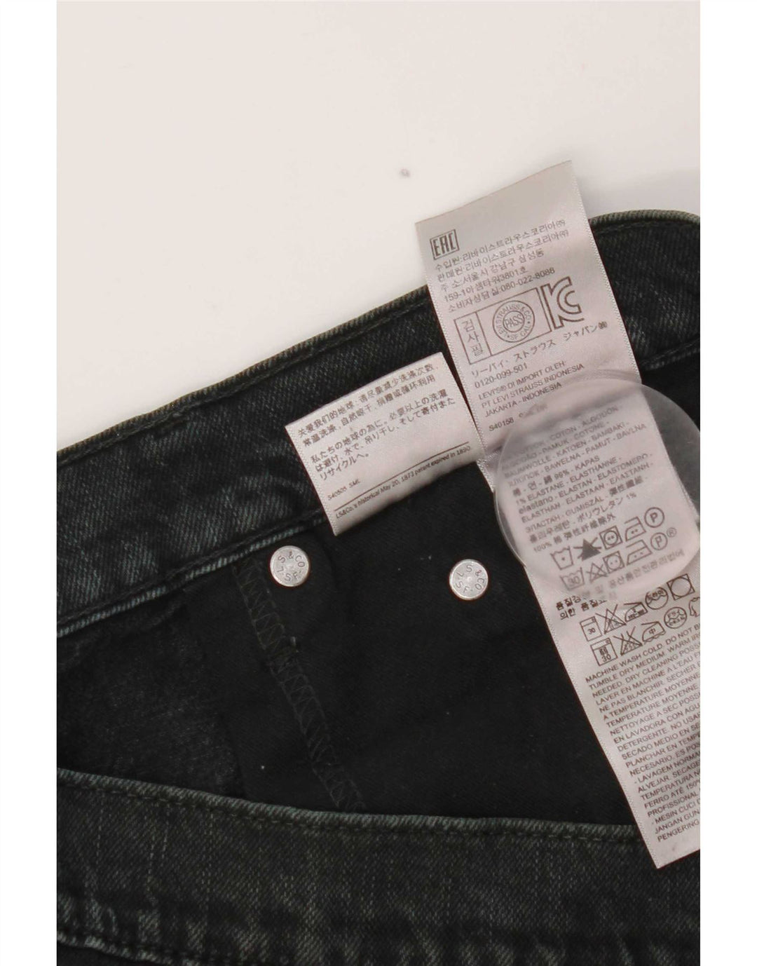 Jeans dritti da uomo Levi's W34 L32 cotone nero