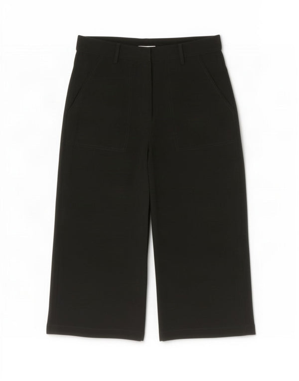 Calvin Klein Womens Wide Leg Capri Trousers Small W27 L22 Black Polyester