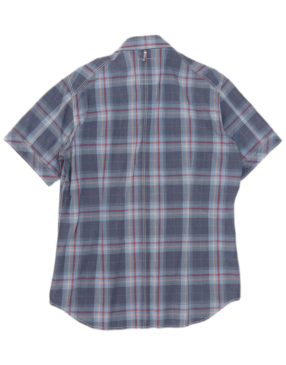 Camicia a maniche corte da uomo G-Star in cotone a quadri blu grandi