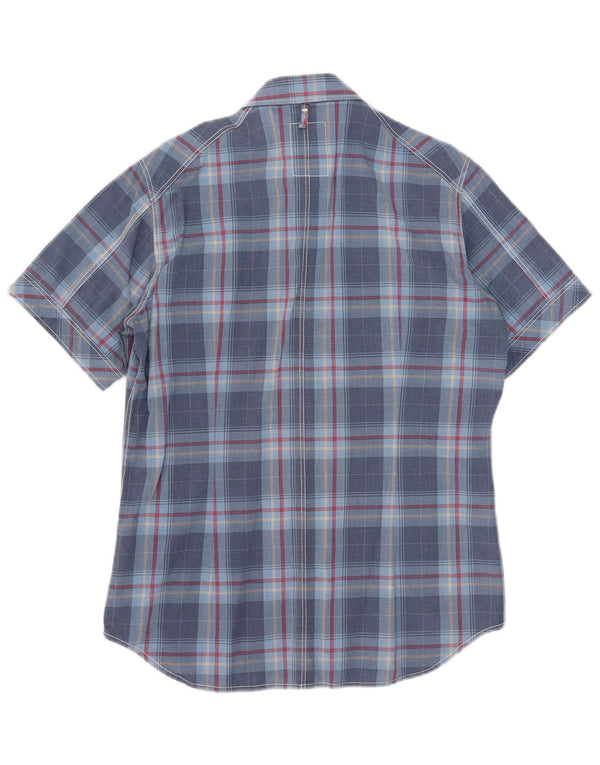 Camicia a maniche corte da uomo G-Star in cotone a quadri blu grandi