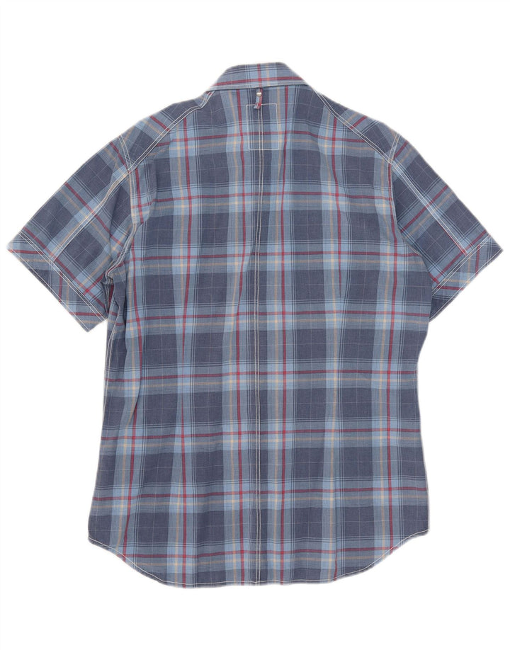 Camicia a maniche corte da uomo G-Star in cotone a quadri blu grandi