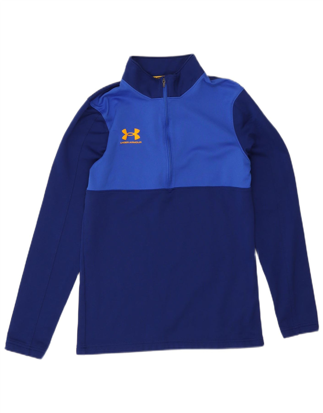 Under Armour Top da uomo con zip e collo a maniche lunghe piccolo blu navy color block