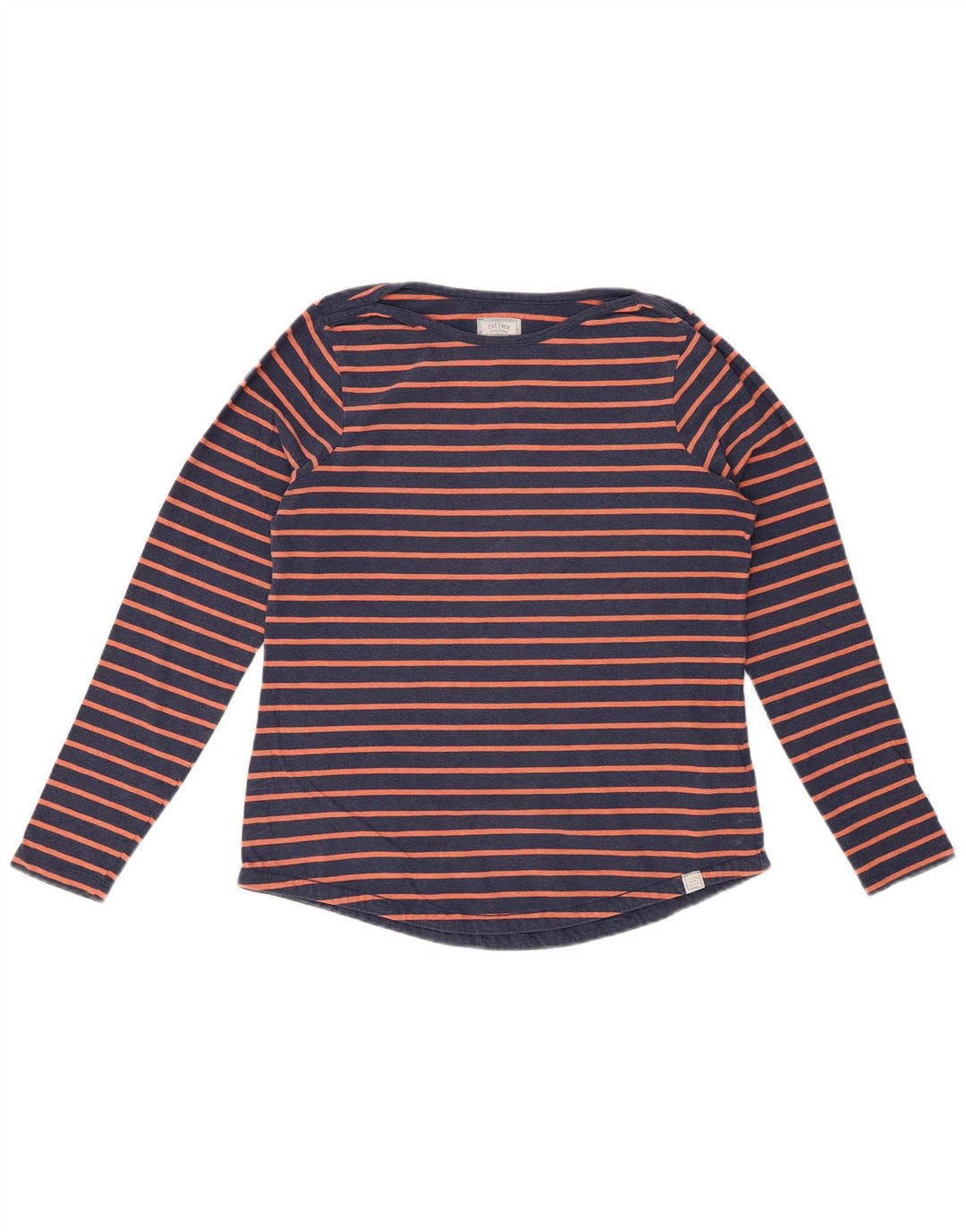 FAT FACE Top da donna a maniche lunghe UK 8 piccolo in cotone a righe blu navy