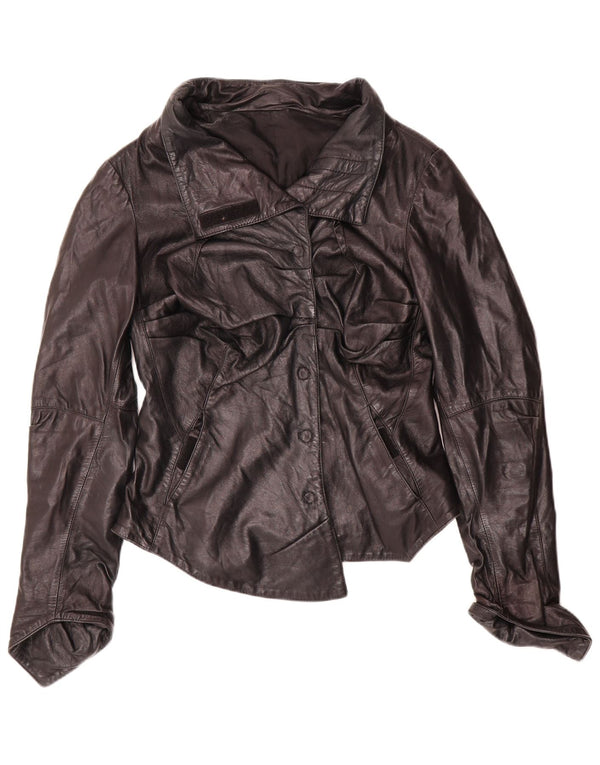 Giacca da motociclista in pelle vintage da donna UK 12 media nera