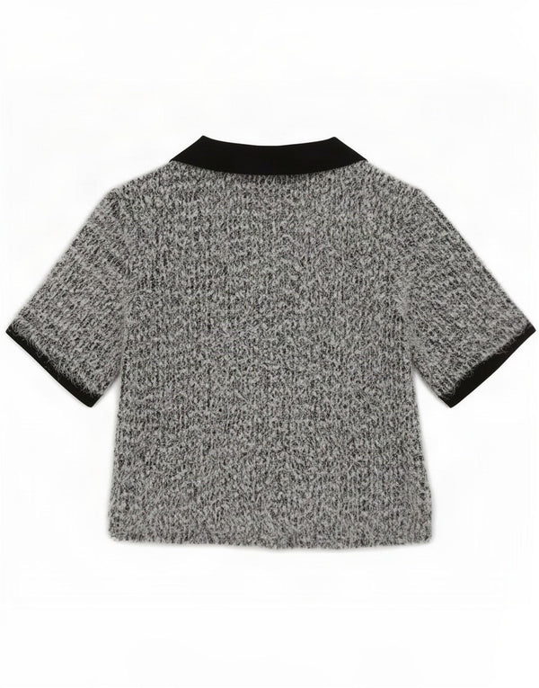 Zara Womens Polo Shirt UK 10 Small Grey Flecked Polyester