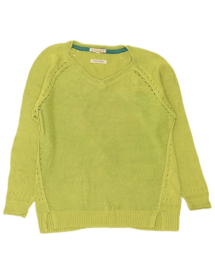 Maglione maglione con scollo a V da donna White Stuff UK 8 piccolo cotone verde