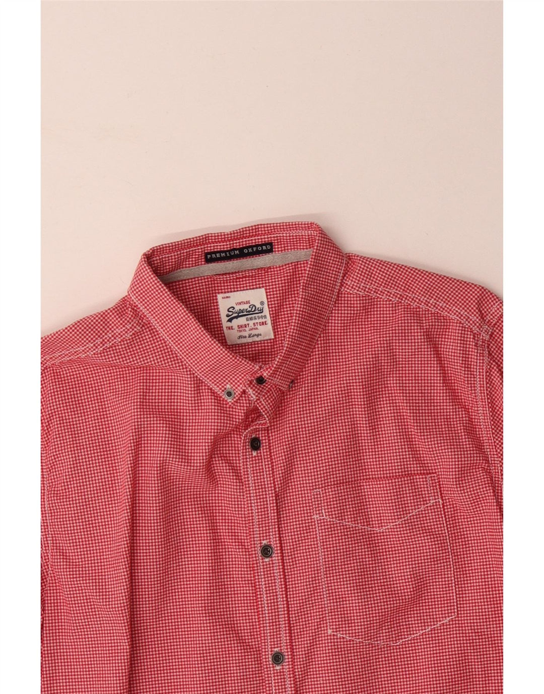 Camicia da uomo SUPERDRY grande in cotone a quadretti rossi