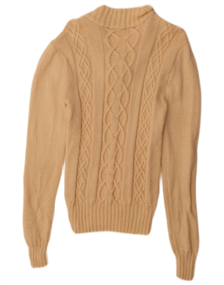 Maglione vintage da uomo con scollo a V beige medio