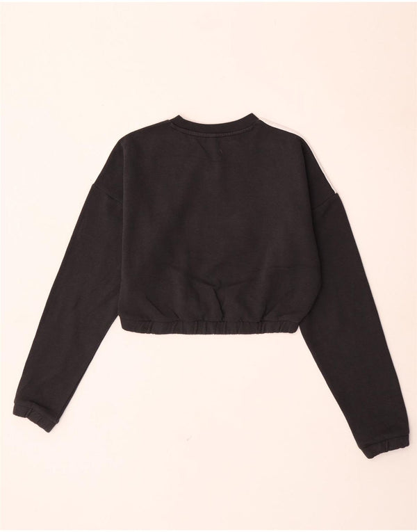 Felpa oversize corta da donna Adidas UK 8/10 piccola cotone nero